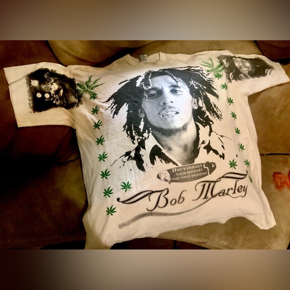 RARE- 1990’s- ACCESS 2XL- BOB MARLEY GRAIL GRAPHIC T-SHIRT WEED MUSICIAN BAND - Picture 3 of 7